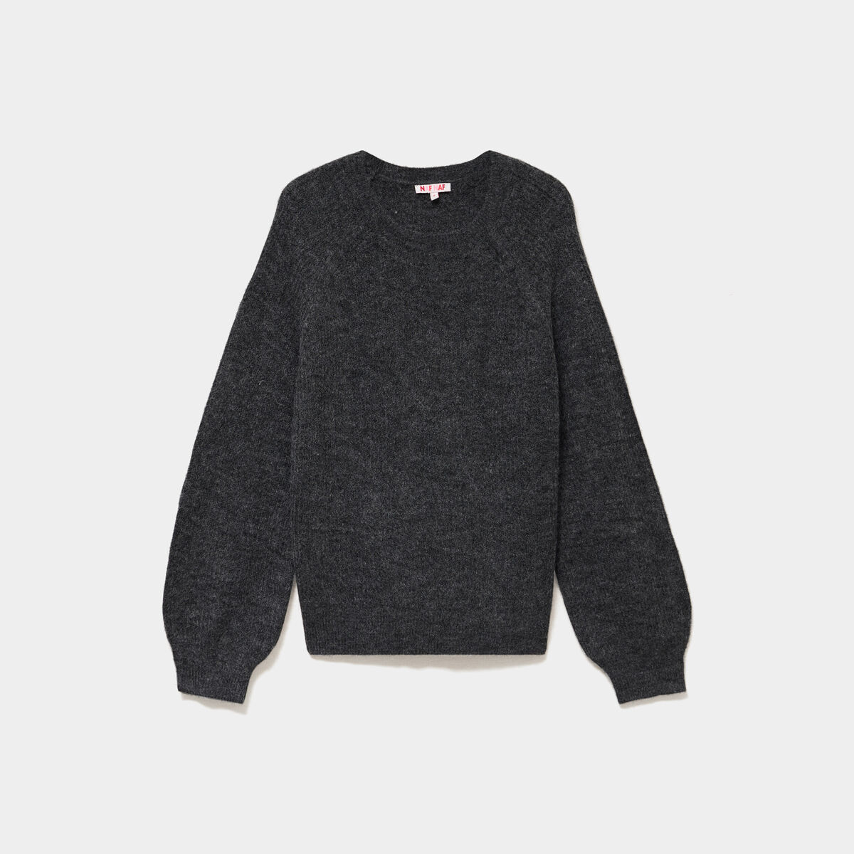 Pull col rond manches longues gris fonc&eacute; femme