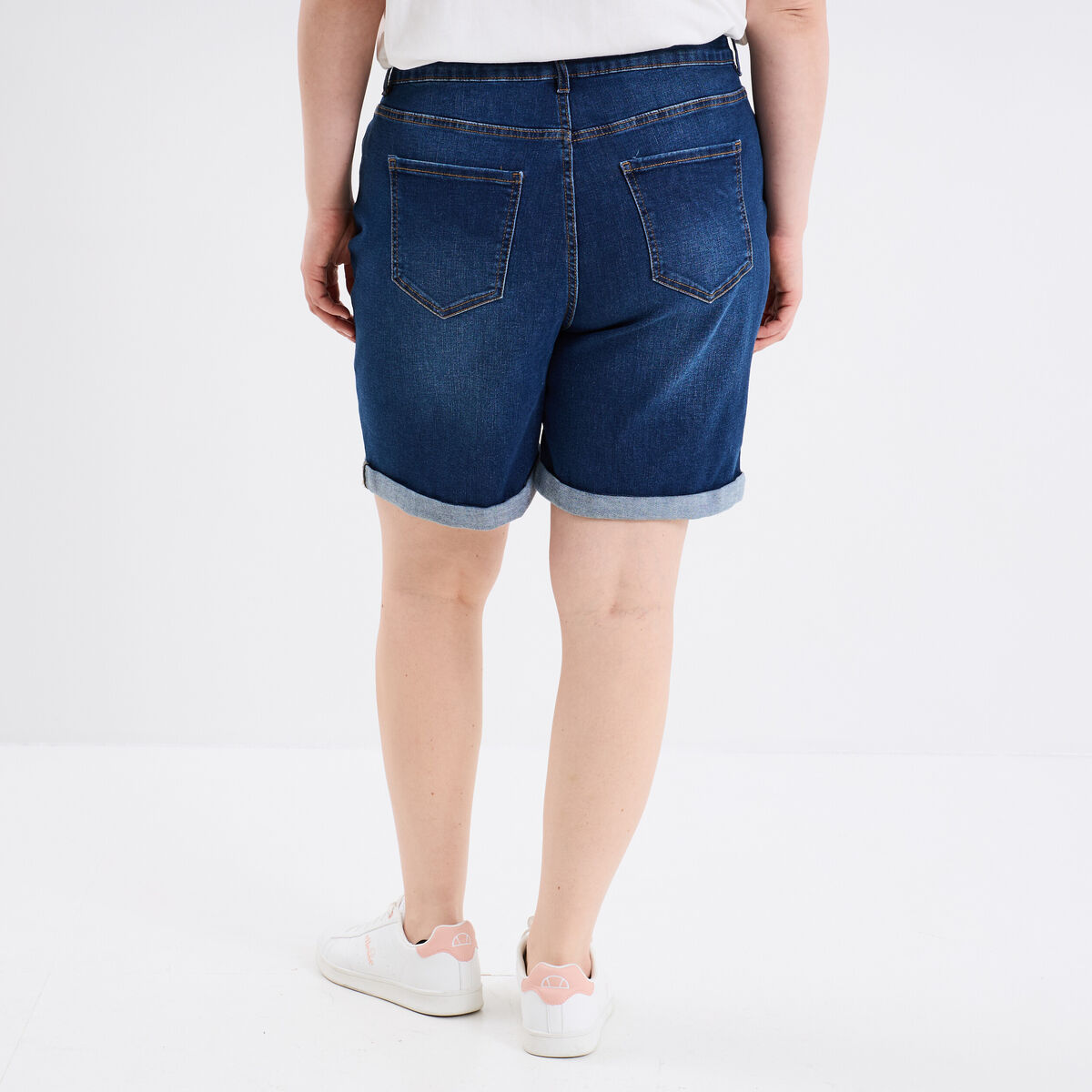 Short en jean droit 5 poches denim stone femme grande taille