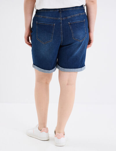 Short en jean droit 5 poches denim stone femme grande taille