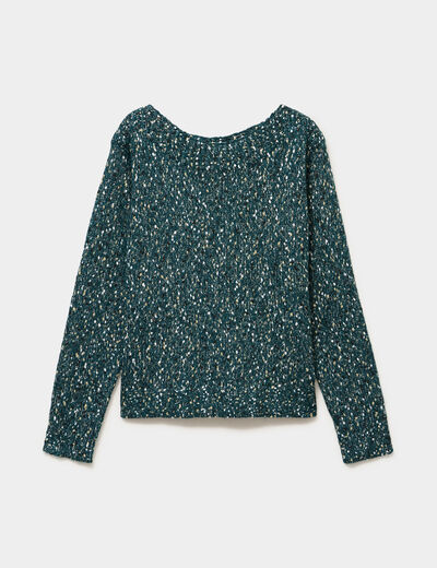 Pull manches longues bleu canard femme