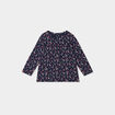 T-shirt manches longues col rond coton bleu marine b&eacute;b&eacute; fille