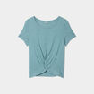 T-shirt taille effet noué coton bleu gris femme
