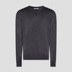 Pull jersey col V m&eacute;lange coton gris fonc&eacute; homme