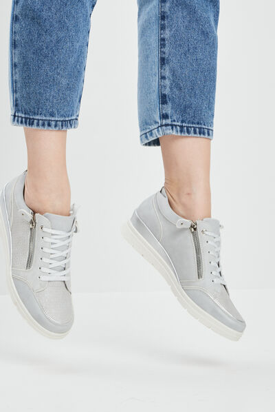 Tennis à lacets zippées gris femme