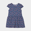 Robe manches courtes coton bleu marine b&eacute;b&eacute; fille