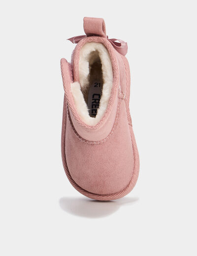 Bottines avec noeuds Creeks rose b&eacute;b&eacute; fille