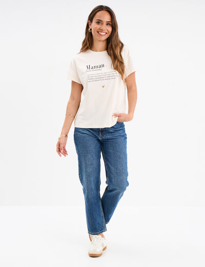 T-shirt Fête des mères oversize coton creme femme