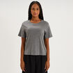 T-shirt col rond manches courtes coton gris femme