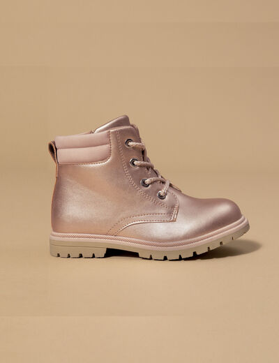 Bottines métallisées rose champagne fille