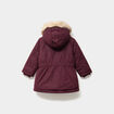 Manteau &agrave; capuche fausse fourrure bordeaux b&eacute;b&eacute; fille