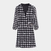 Robe cache-coeur manches 3/4 bouffantes ecru femme