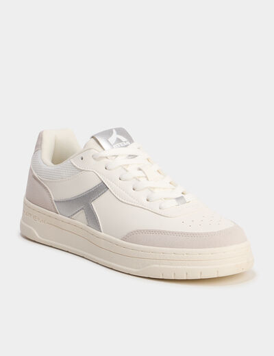 Tennis basses &agrave; lacets gris argent femme