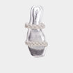 Mules brides tress&eacute;es strass Mosquitos gris argent femme