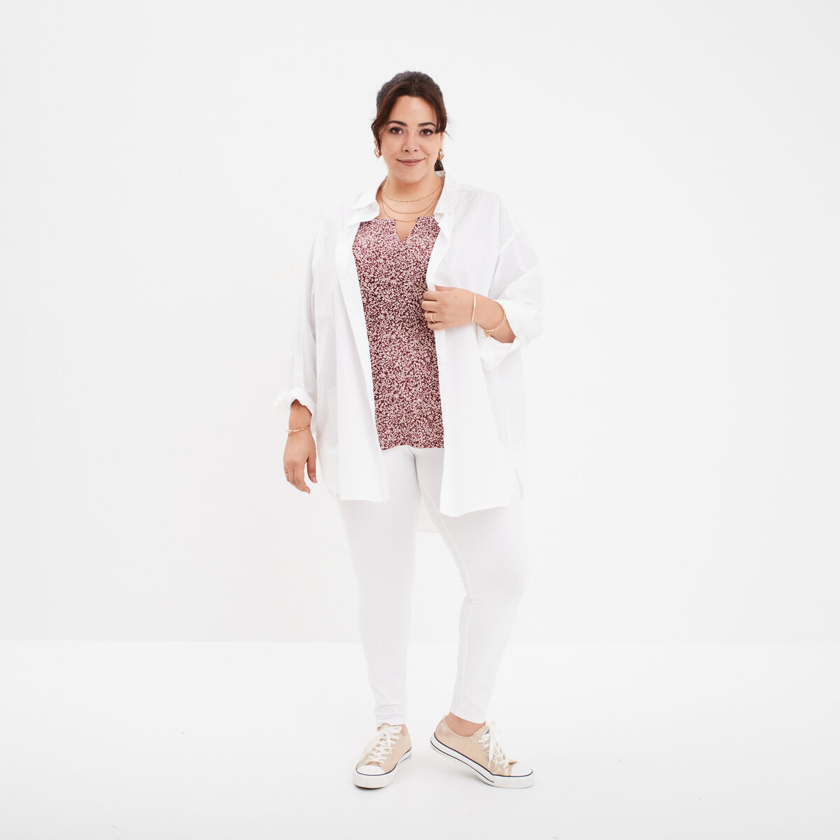 T-shirt manches 3/4 bordeaux femme grande taille