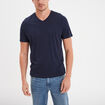 T-shirt manches courtes coton col V bleu marine homme