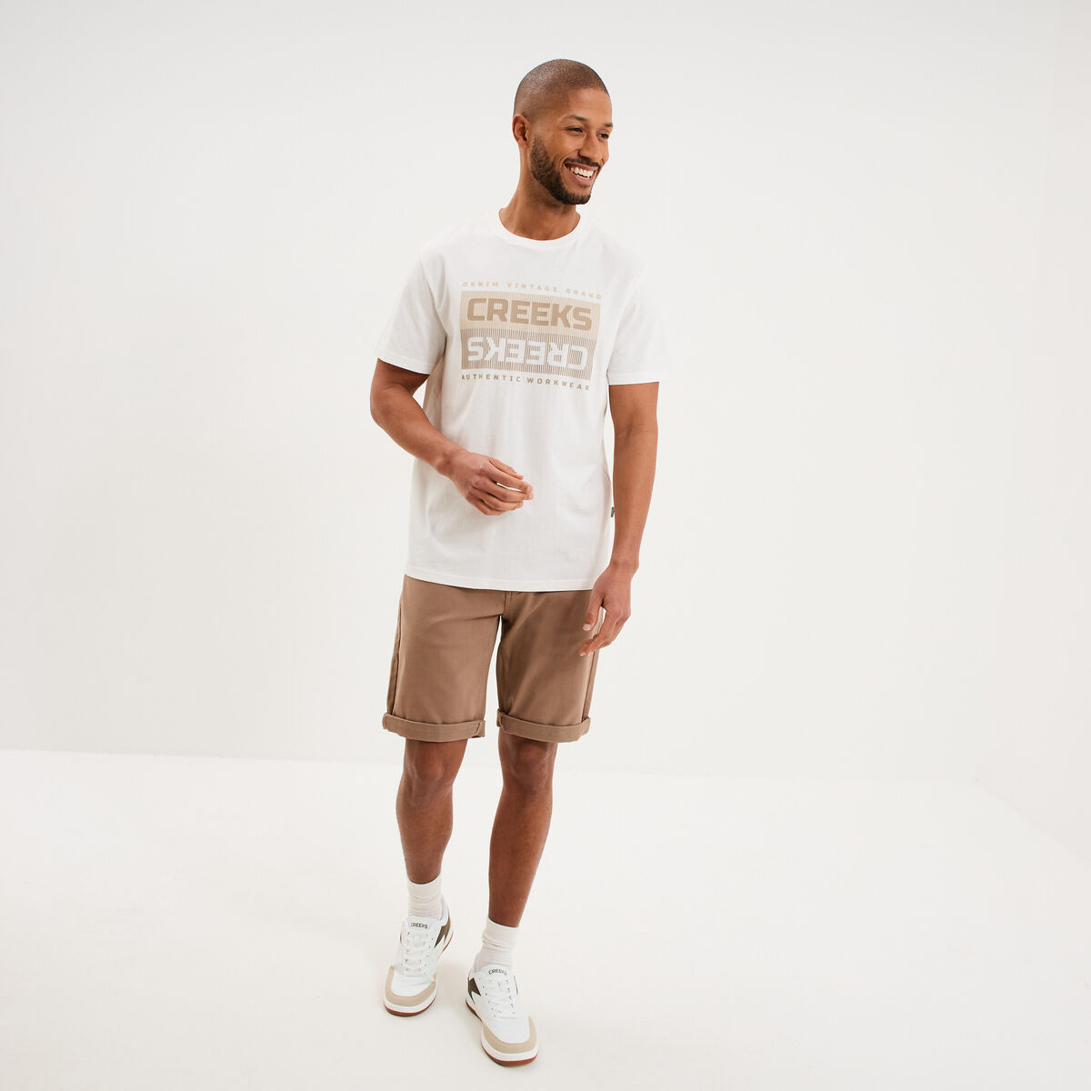 Bermuda en jean straight 5 poches marron homme