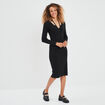 Robe pull moulante à bretelles nouées noir femme