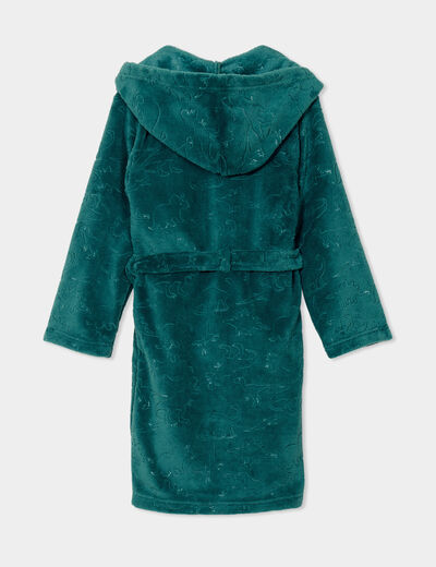 Peignoir capuche ceinturé effet polaire vert garçon