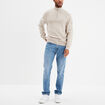 Pull col camionneur zipp&eacute; gris clair homme