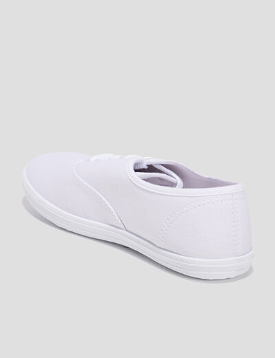 Baskets en toile à lacets blanc femme