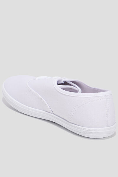 Baskets en toile à lacets blanc femme