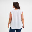 Blouse brodée col tunisien coton blanc femme grande taille