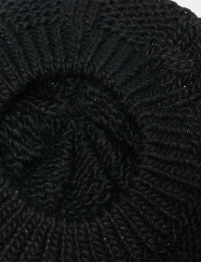 Béret tricoté avec torsades noir femme