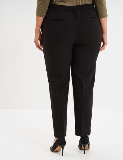 Pantalon slim taille élastiquée noir femme grande taille