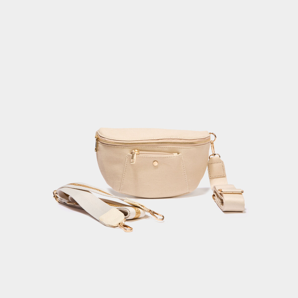 Sac banane en toile de coton canvas sable femme