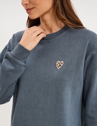 Robe sweat molleton manches longues gris femme