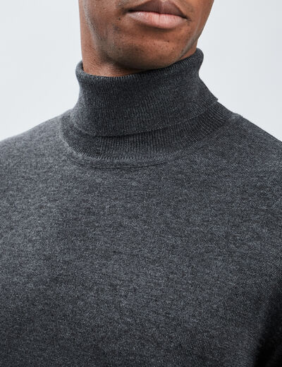 Pull avec col roulé gris foncé homme