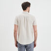 Chemise manches courtes lin mélangé gris clair homme