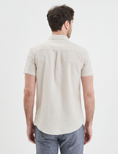 Chemise manches courtes lin mélangé gris clair homme