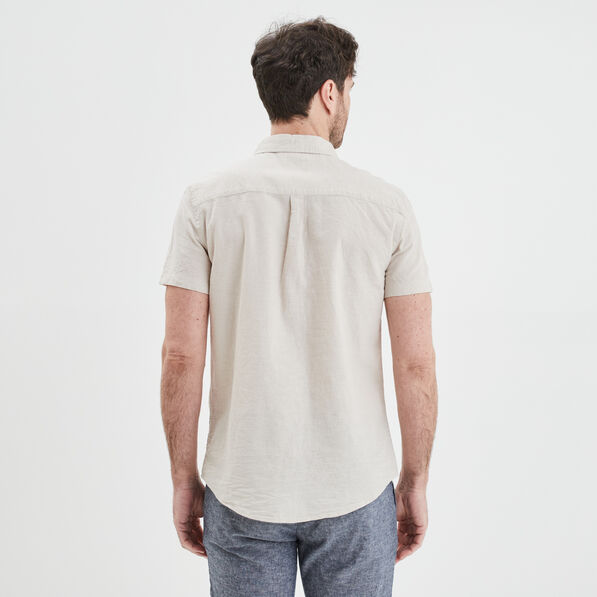 chemise manches courtes lin melange gris clair homme Chemise manches courtes lin mélangé gris clair homme