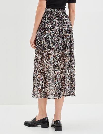 Jupe longue évasée voile doublé noir femme