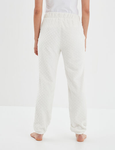 Pantalon de pyjama aspect matelassé blanc femme