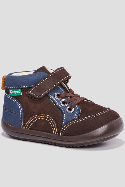 Bottillons en cuir Kickers Kinoe marron bébé garçon