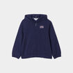 Sweat zippé molleton à capuche bleu marine fille