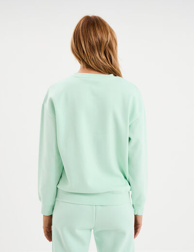 Sweat col rond manches longues vert clair femme
