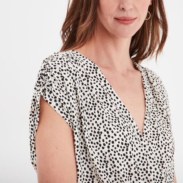 T-shirt col cache-coeur Mosquitos beige femme