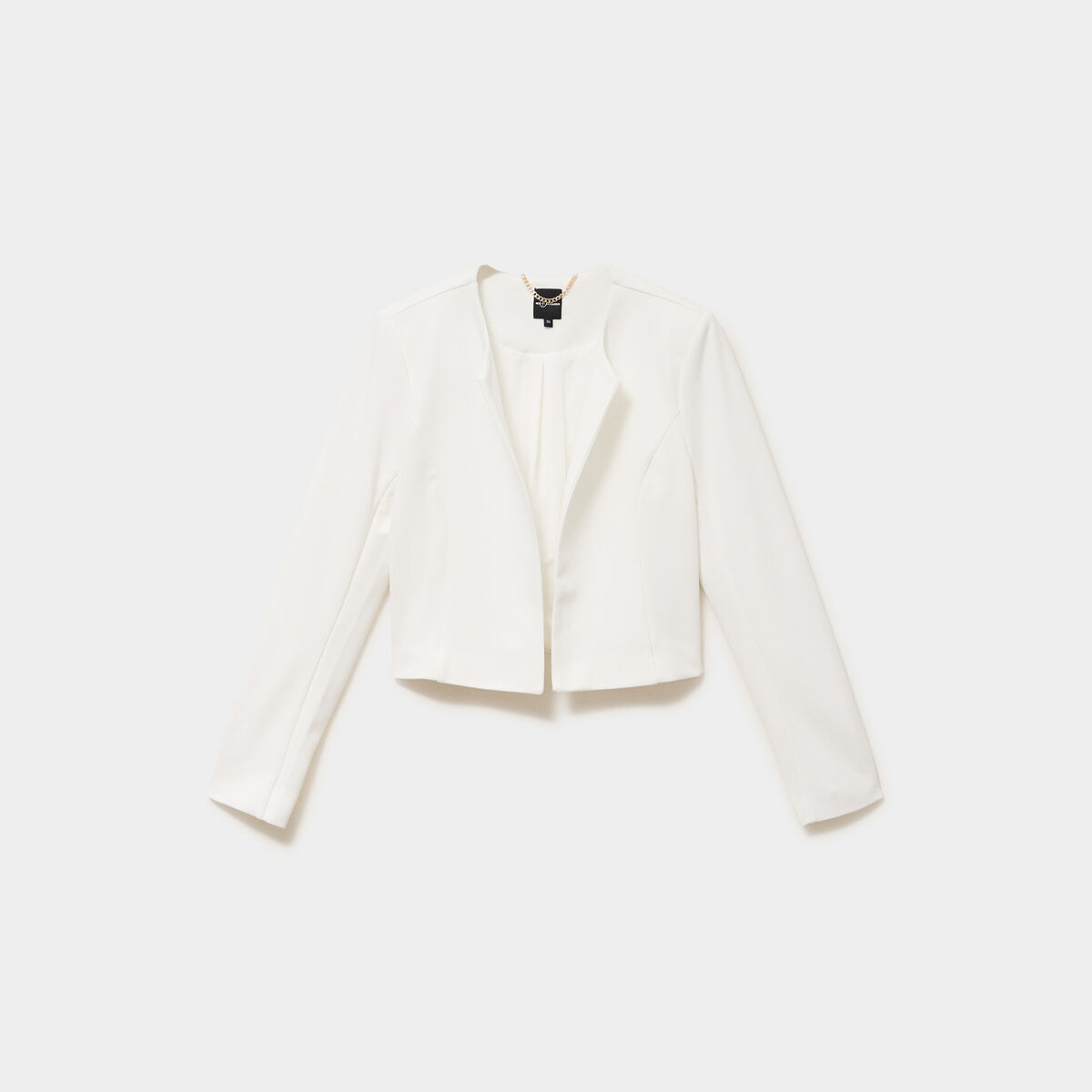 Veste bol&eacute;ro courte ajust&eacute;e blanc femme