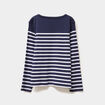 T-shirt manches longues col rond coton bleu marine fille