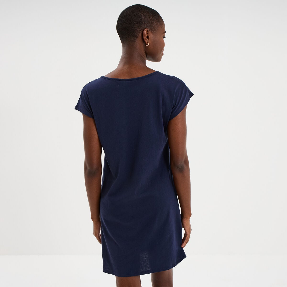 Chemise de nuit manches courtes Stitch bleu marine femme
