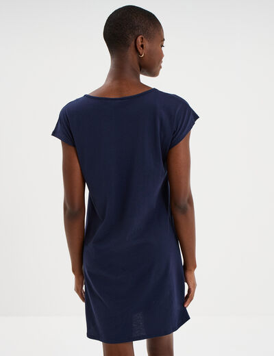 Chemise de nuit manches courtes Stitch bleu marine femme