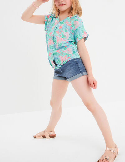 Short en jean denim 5 poches denim stone fille