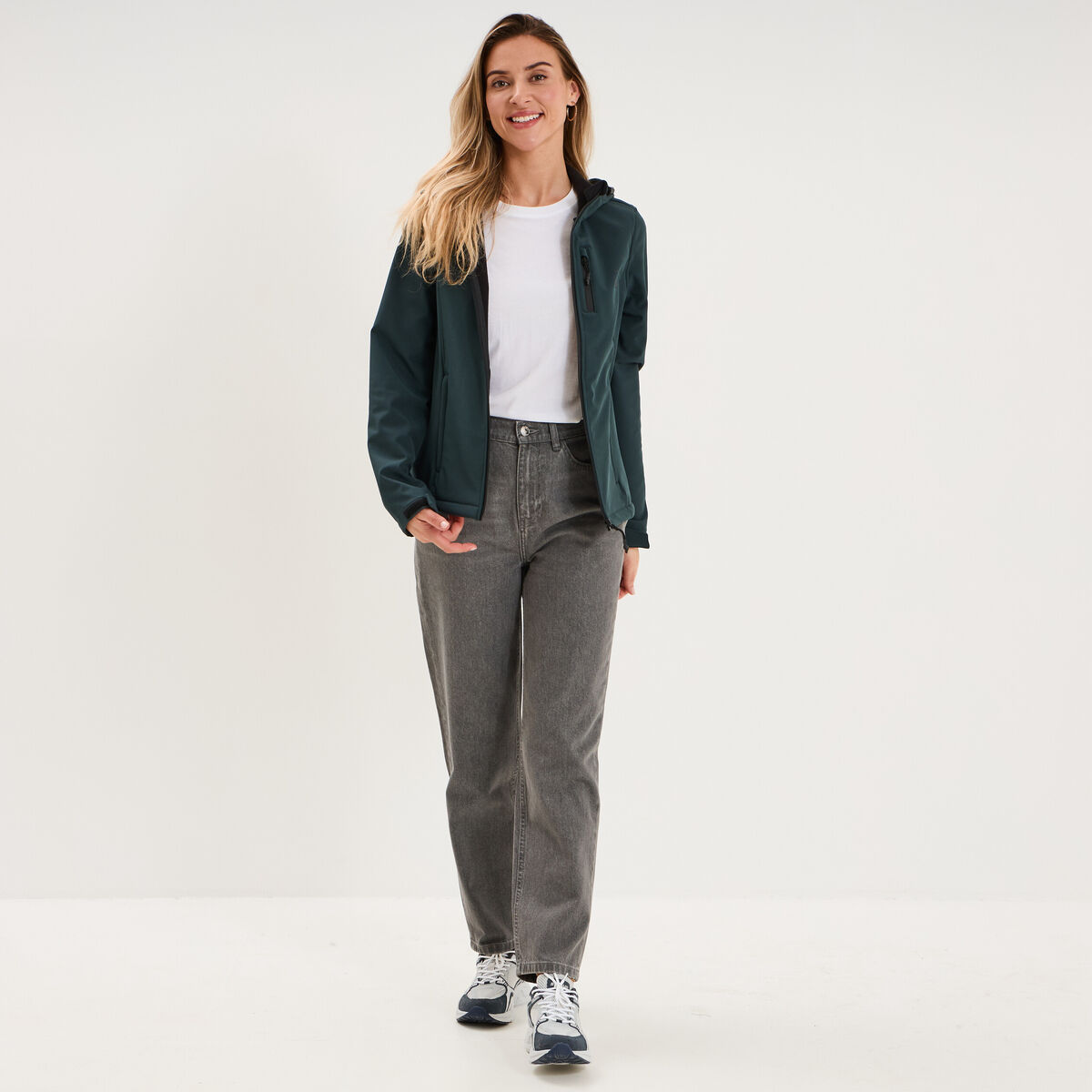 Blouson &agrave; capuche d&eacute;perlant fourr&eacute; vert fonc&eacute; femme