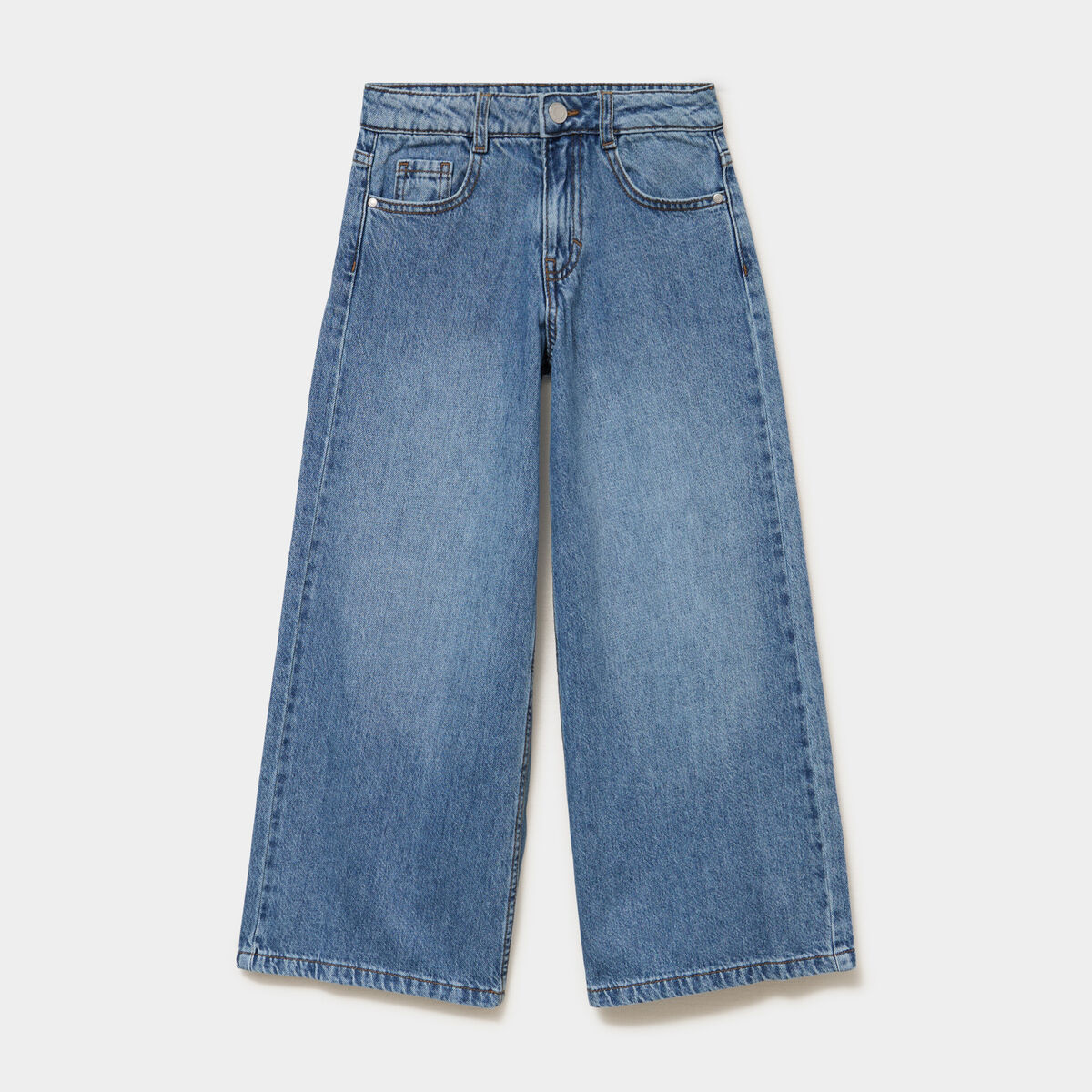 Jean large 5 poches taille ajustable denim stone fille