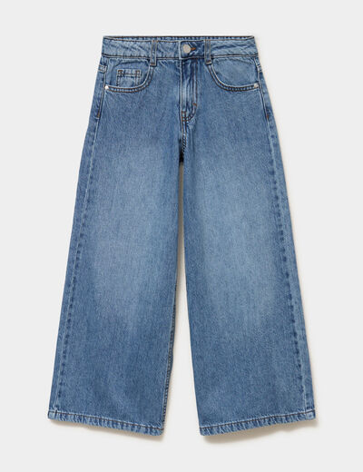Jean large 5 poches taille ajustable denim stone fille