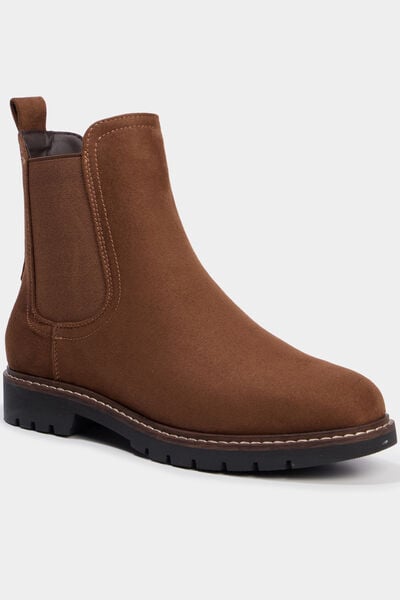 Boots chelsea effet su&eacute;dine marron femme