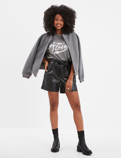 T-shirt oversize manches courtes Liberto noir femme